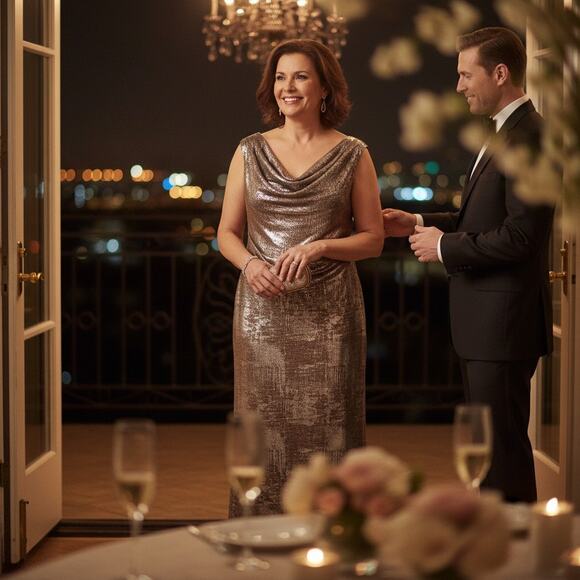 Connected Apparel Metallic Ombre Evening Gown – Size 20W – New With Tags - Picture 5 of 6